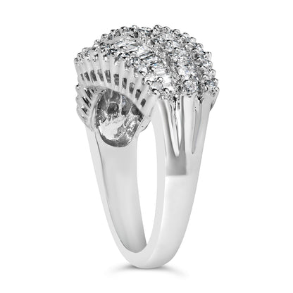 14K White Gold Diamond Cocktail Ring Band (1 3/4 Cttw, H-I Color, SI2-I1 Clarity) - Size 6-1/2 Bids.com