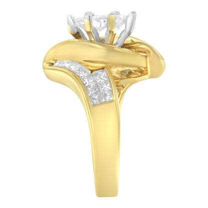 14K Yellow Gold Princess, Baguette, and Pie cut Diamond Marquise Shaped Ring (1 1/4 Cttw, G-H Color, SI1-SI2 Clarity) - Size 5-1/2 Bids.com