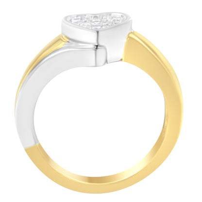 14K Two-Toned Gold Princess-Cut Diamond Heart Promise Ring (1/4 Cttw, H-I Color, I1-I2 Clarity) - Size 6 Bids.com