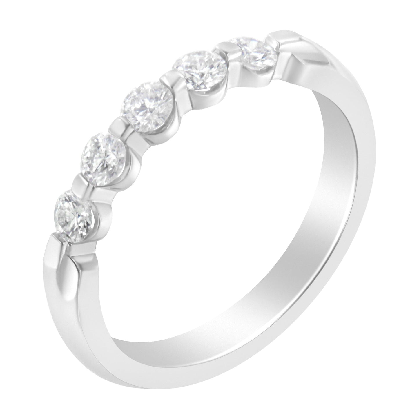 14K White Gold 1/2 cttw Diamond 5-Stone Band Ring (H-I Clarity, SI2-I1 Color) - Size 7 Bids.com