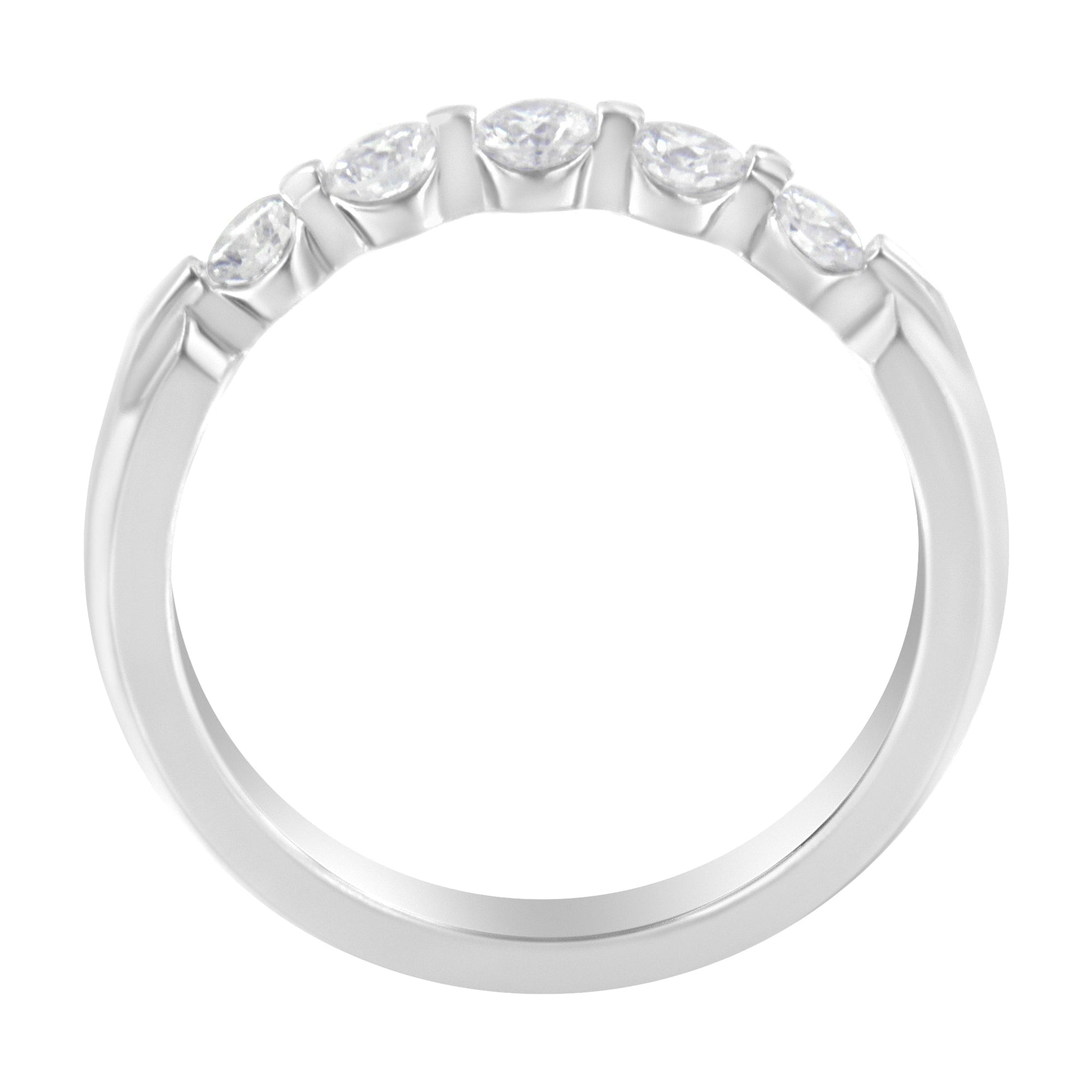 14K White Gold 1/2 cttw Diamond 5-Stone Band Ring (H-I Clarity, SI2-I1 Color) - Size 7 Bids.com