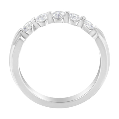 14K White Gold 1/2 cttw Diamond 5-Stone Band Ring (H-I Clarity, SI2-I1 Color) - Size 7 Bids.com