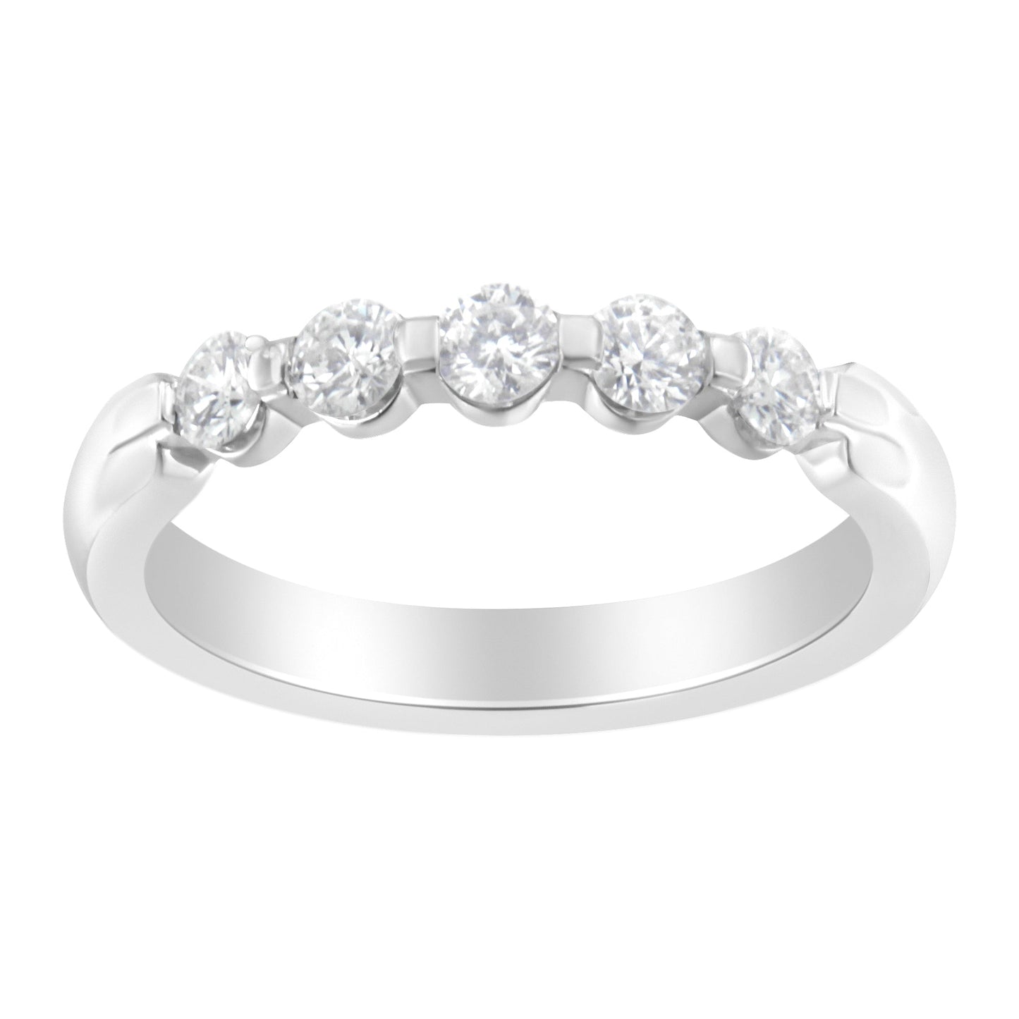 14K White Gold 1/2 cttw Diamond 5-Stone Band Ring (H-I Clarity, SI2-I1 Color) - Size 7 Bids.com