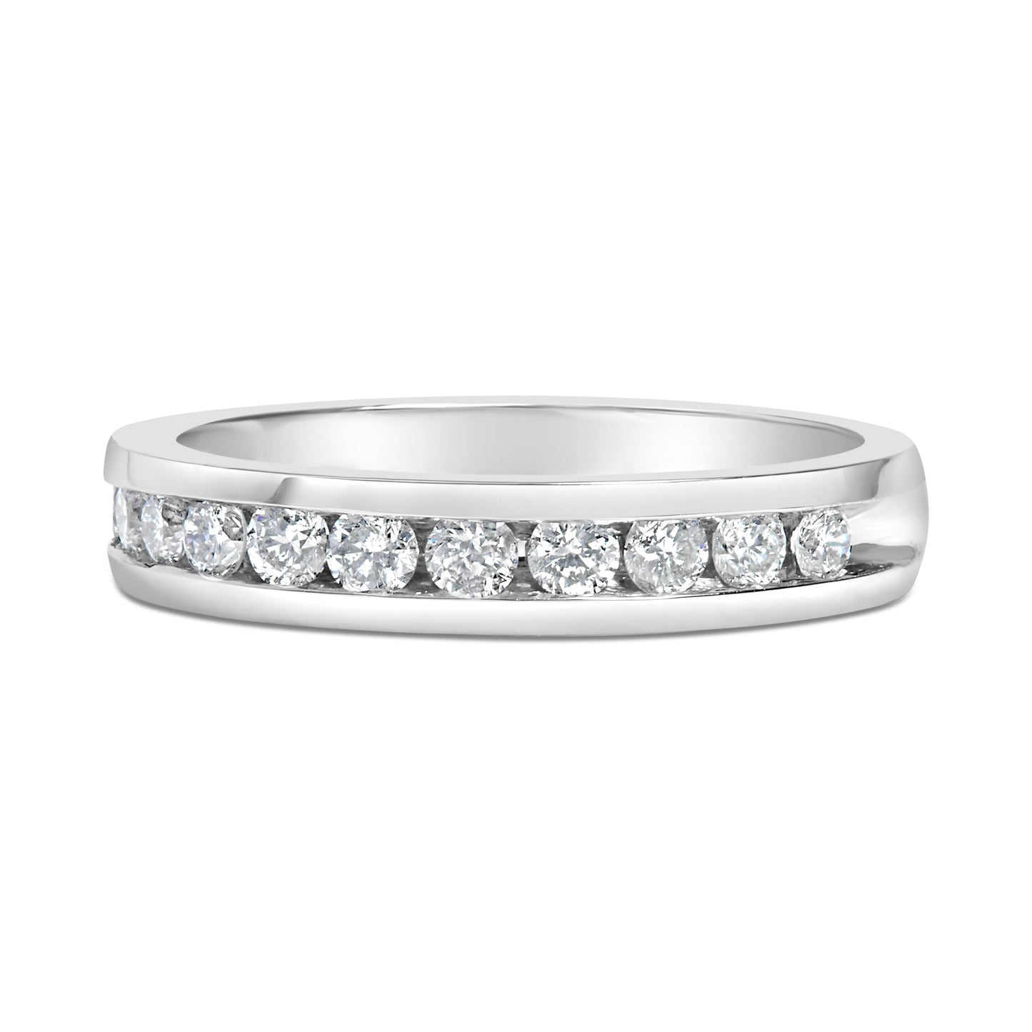 IGI Certified 1/2 Cttw Round Brilliant Cut Diamond 18K White Gold Channel Set Eternity Style Wedding Band Ring (H-I Color, I1-I2 Clarity) - Size 7 Bids.com