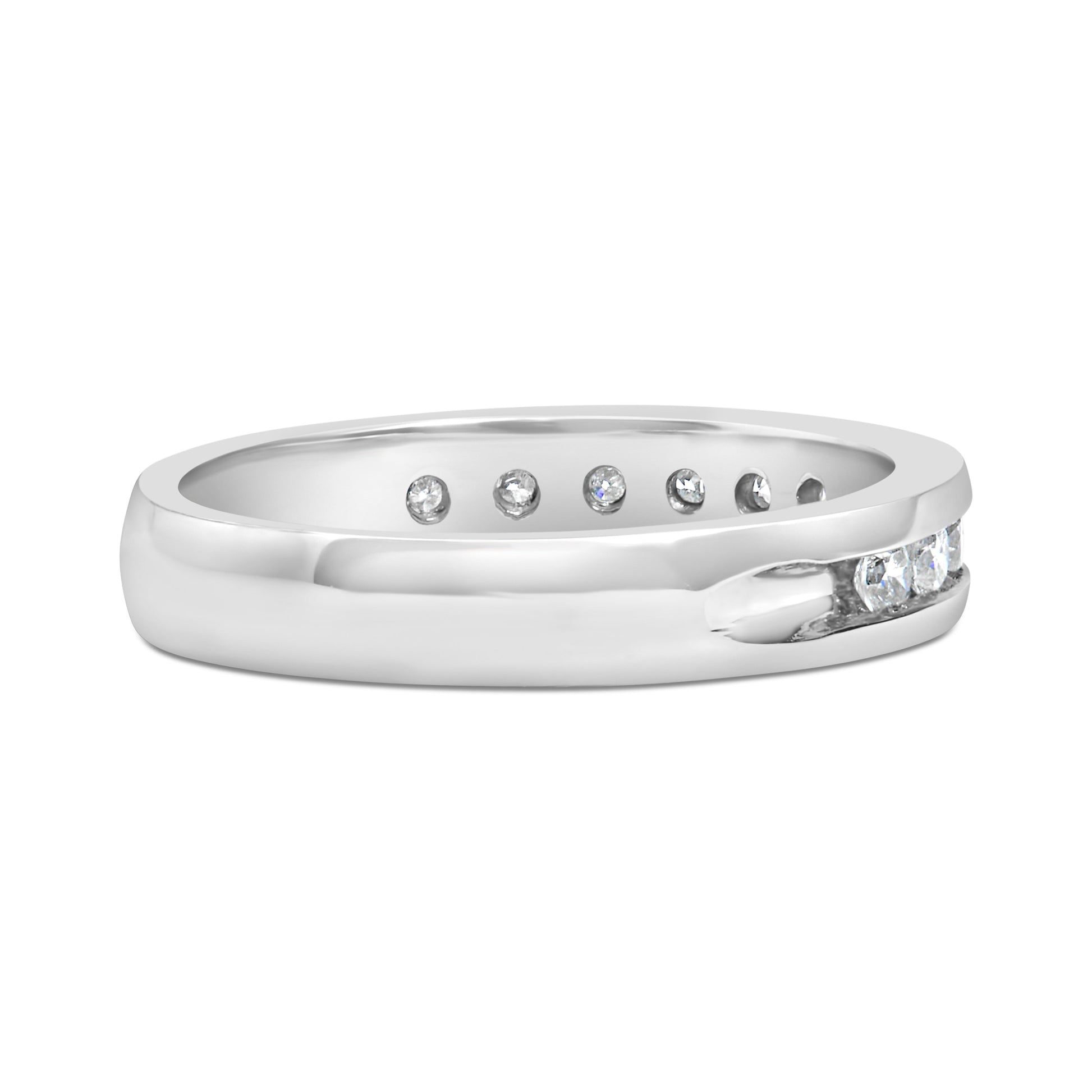 IGI Certified 1/2 Cttw Round Brilliant Cut Diamond 18K White Gold Channel Set Eternity Style Wedding Band Ring (H-I Color, I1-I2 Clarity) - Size 7 Bids.com