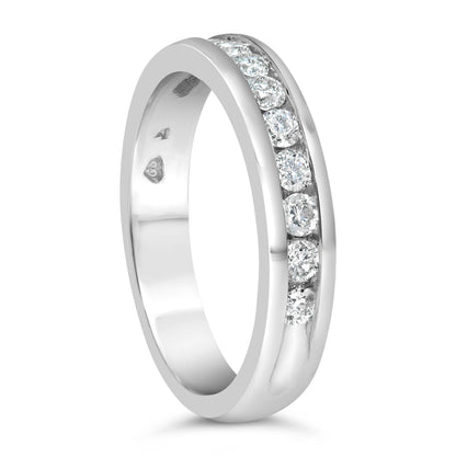 IGI Certified 1/2 Cttw Round Brilliant Cut Diamond 18K White Gold Channel Set Eternity Style Wedding Band Ring (H-I Color, I1-I2 Clarity) - Size 7 Bids.com