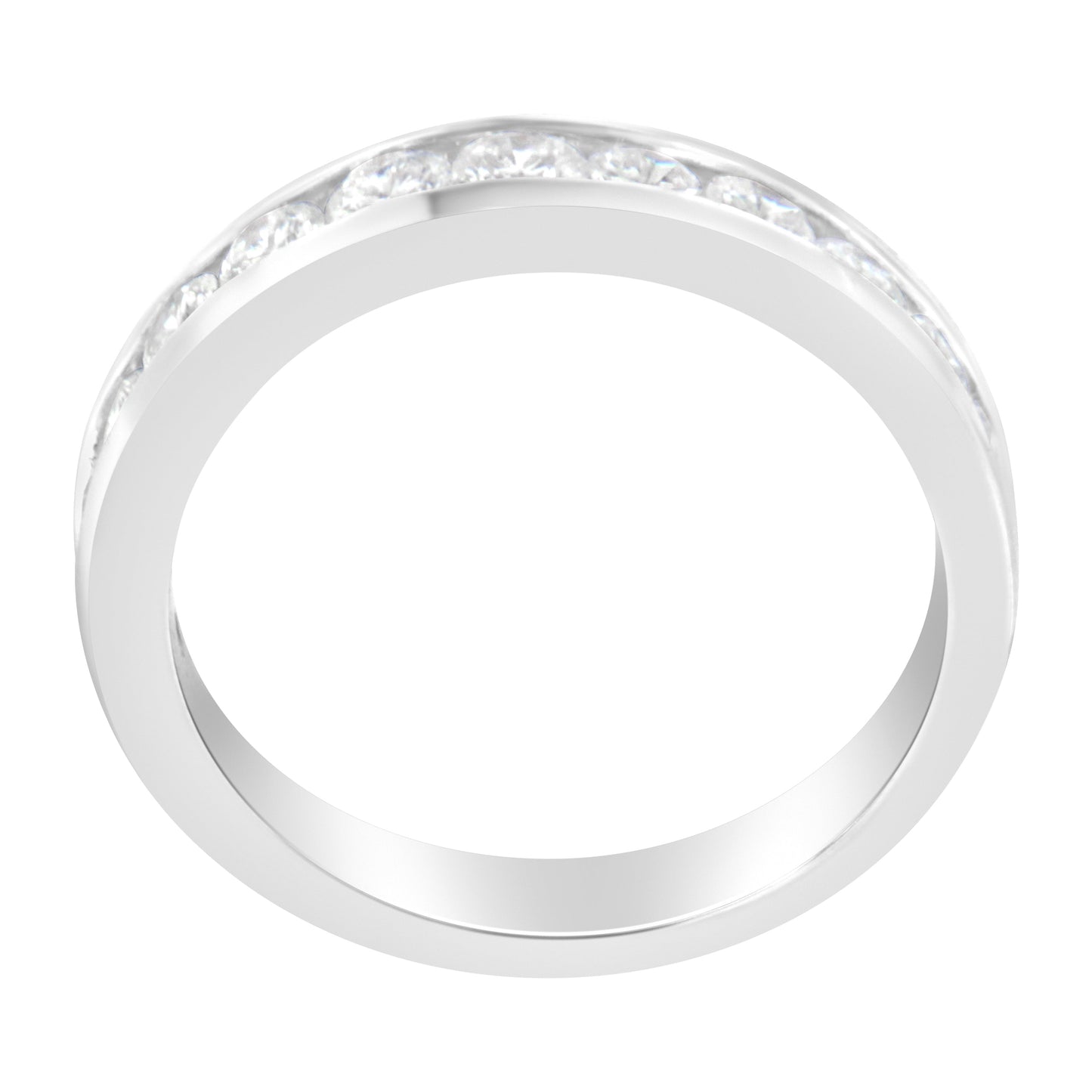 IGI Certified 1.0 Cttw Diamond 18K White Gold Channel-Set Half-Eternity Band Wedding Ring (E-F Color, I1-I2 Clarity) - Size 5-1/2 Bids.com
