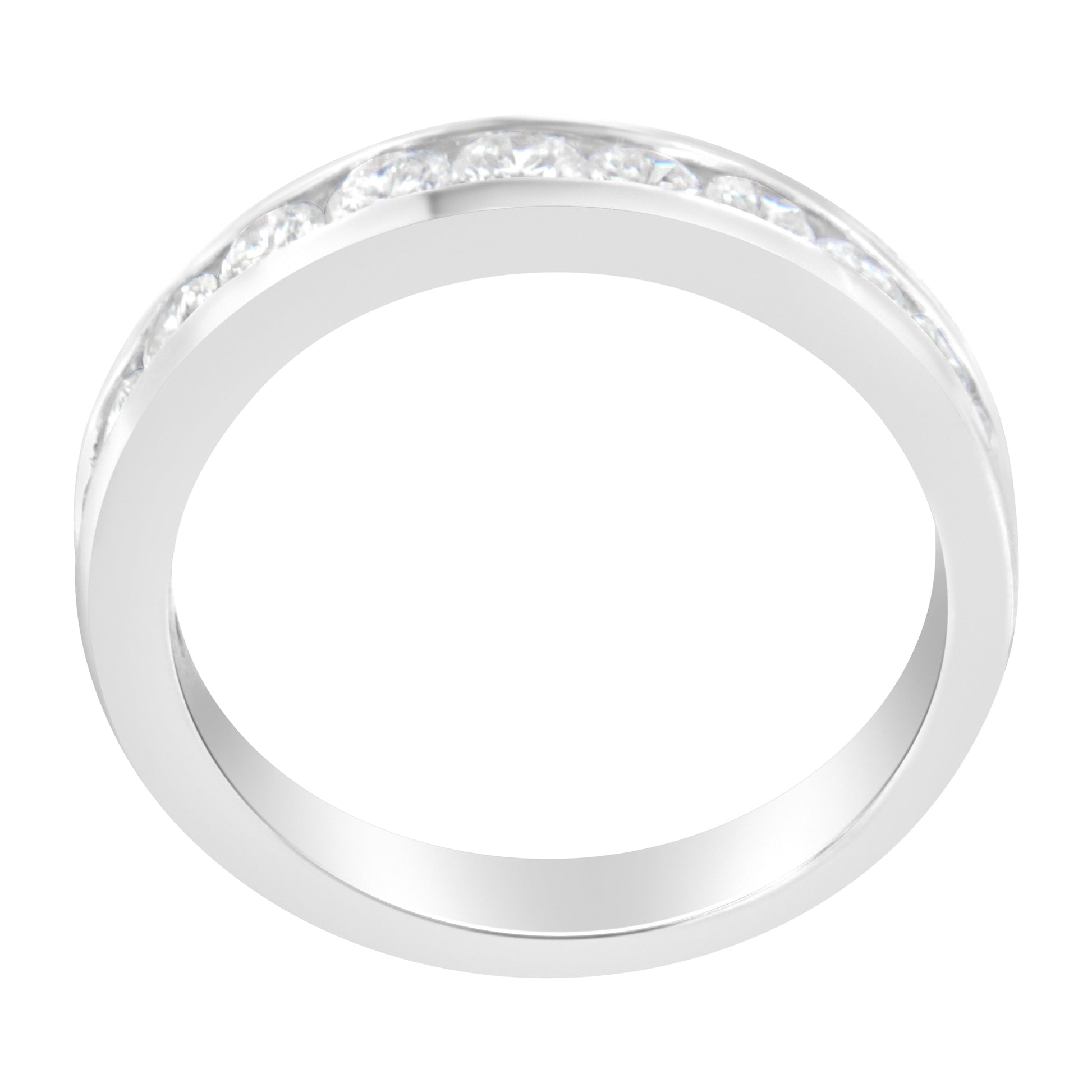 IGI Certified 1.0 Cttw Diamond 18K White Gold Channel-Set Half-Eternity Band Wedding Ring (E-F Color, I1-I2 Clarity) - Size 5-1/2 Bids.com