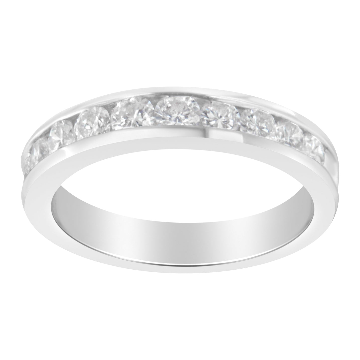 IGI Certified 1.0 Cttw Diamond 18K White Gold Channel-Set Half-Eternity Band Wedding Ring (E-F Color, I1-I2 Clarity) - Size 5-1/2 Bids.com