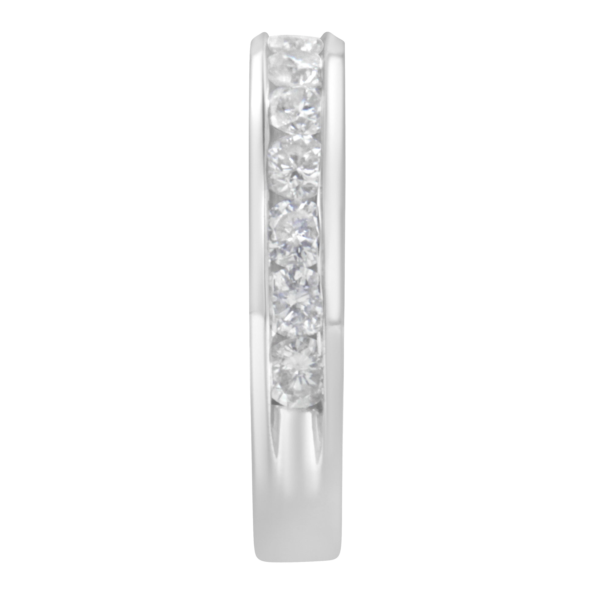 IGI Certified 1.0 Cttw Diamond 18K White Gold Channel-Set Half-Eternity Band Wedding Ring (E-F Color, I1-I2 Clarity) - Size 5-1/2 Bids.com
