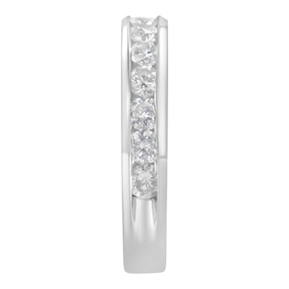 IGI Certified 1.0 Cttw Diamond 18K White Gold Channel-Set Half-Eternity Band Wedding Ring (E-F Color, I1-I2 Clarity) - Size 5-1/2 Bids.com