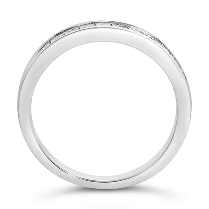 .925 Sterling Silver 1/2 Cttw Princess-Cut Diamond Channel-Set Half-Eternity Wedding or Anniversary Band Ring (H-I Color, I2 Clarity) - Size 6 Bids.com