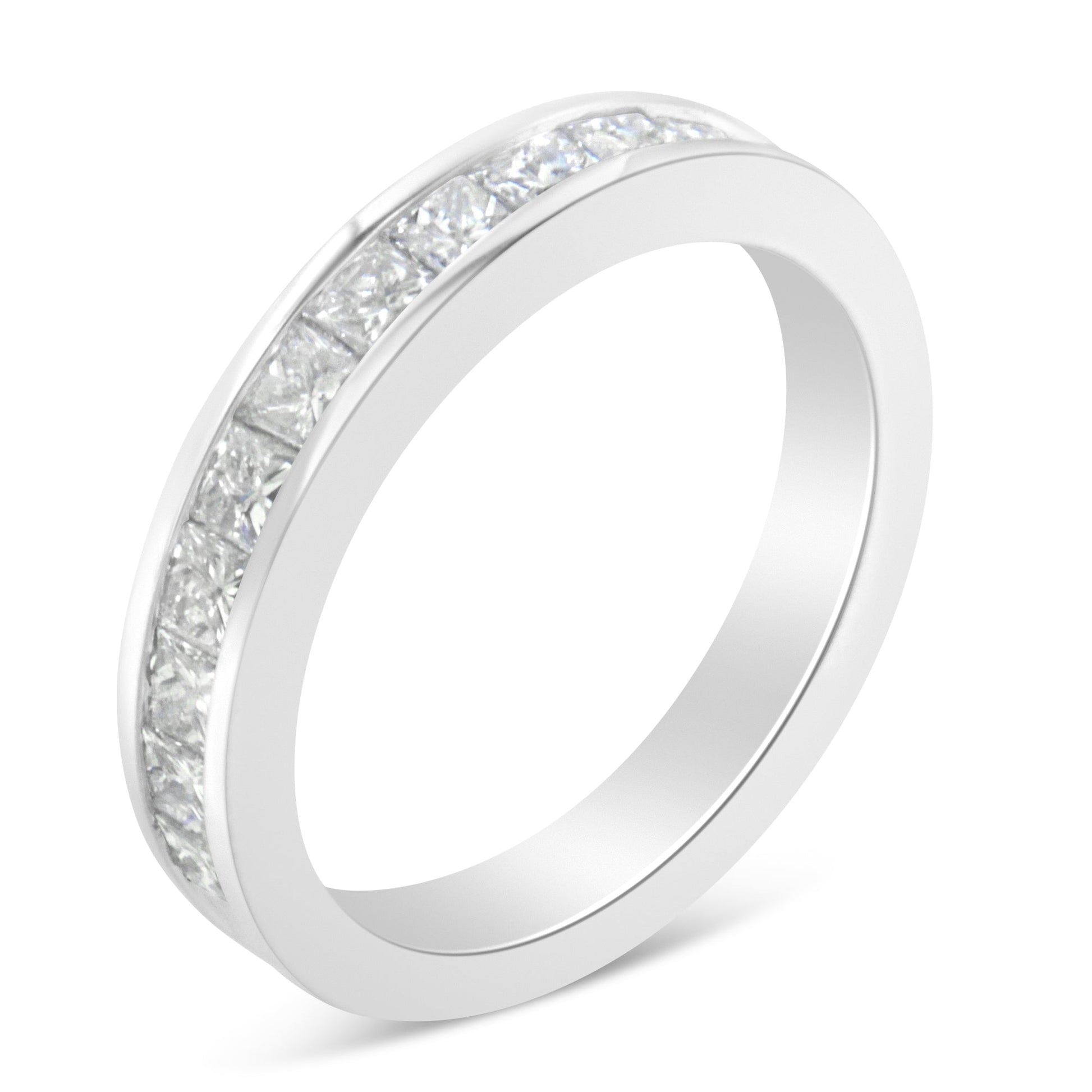 Women's 18K White Gold Princess Cut Diamond Band Ring (1 Cttw, G-H Color, SI1-SI2 Clarity) - Size 6 Bids.com