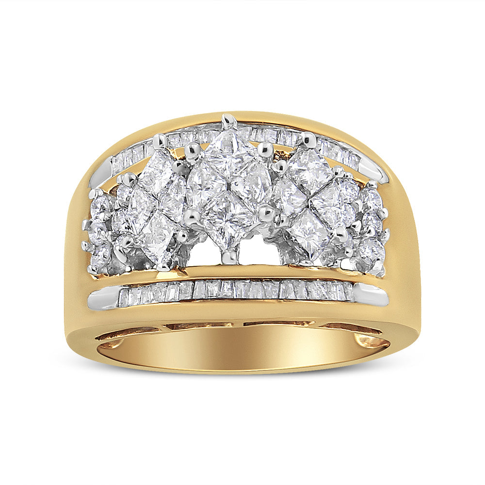 10K Yellow and White Gold 1 1/2 Cttw Pear Shaped 3 Stone Style Diamond Ring Band (H-I Color, SI1-SI2 Clarity) - Ring Size 7 Bids.com