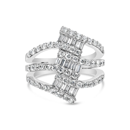18K White Gold 1 3/4 Cttw Diamond Multi Crossover and Split Shank Cocktail Ring Bids.com