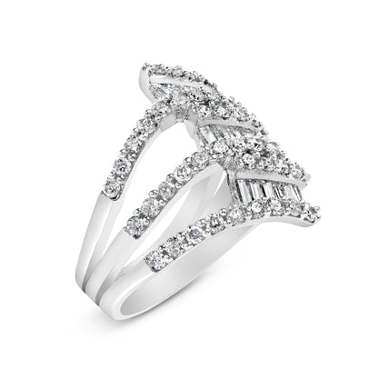 18K White Gold 1 3/4 Cttw Diamond Multi Crossover and Split Shank Cocktail Ring Bids.com