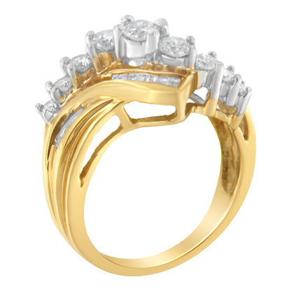 10K Two-Toned Diamond Bypass Ring (1 Cttw, H-I Color, SI2-I1 Clarity) - Size 6-1/2 Bids.com
