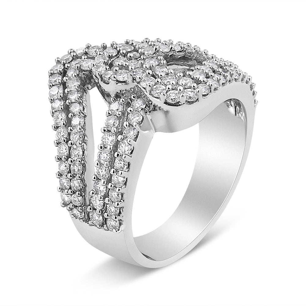 14K White Gold 1 1/2 Cttw Diamond Open Double Heart Bypass Ring Band (H-I Color, VS1-VS2 Clarity) - Ring Size 7 Bids.com