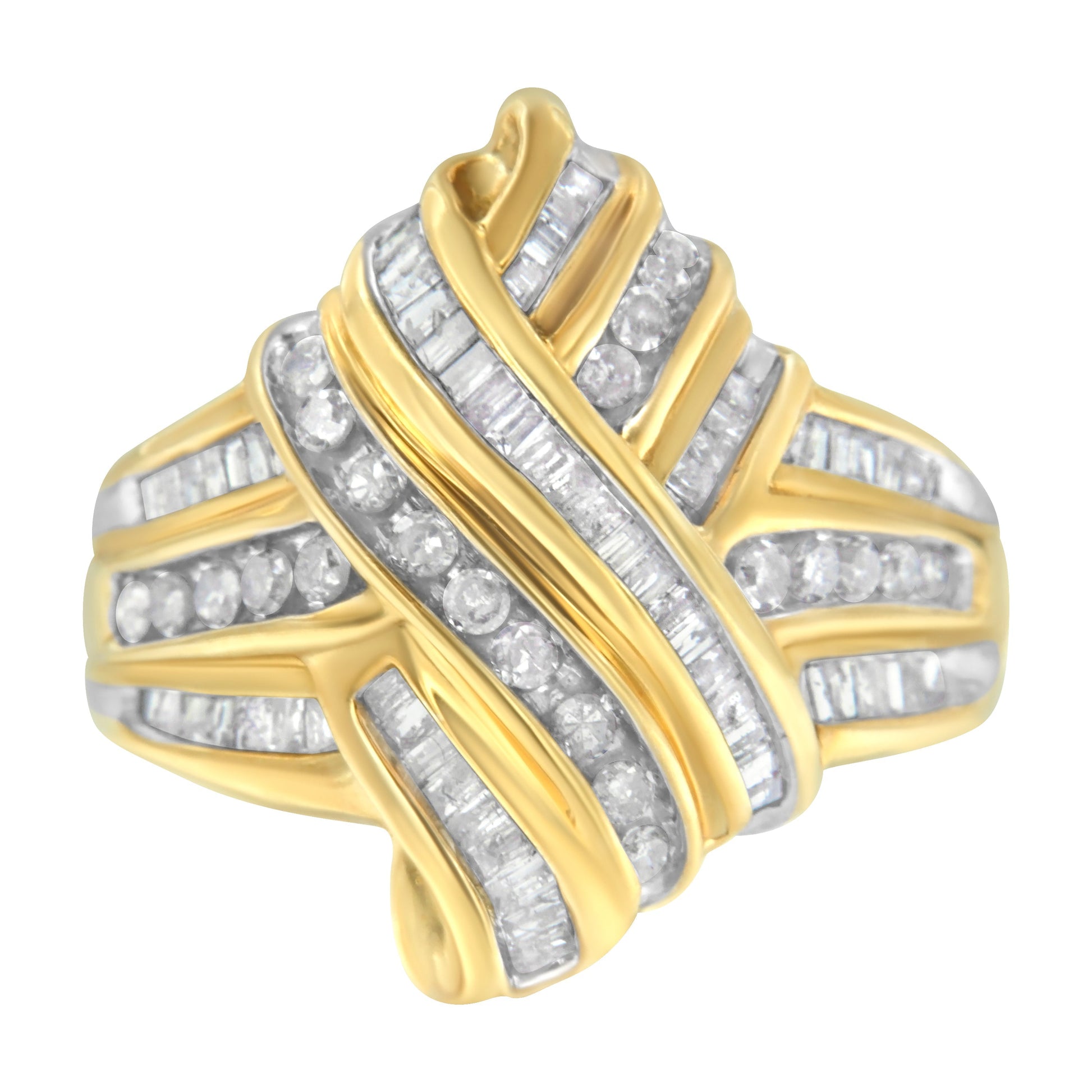 10K Yellow Gold Diamond Bypass Ring (1.0 cttw, H-I Color, I2-I3 Clarity) Bids.com