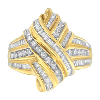 10K Yellow Gold Diamond Bypass Ring (1.0 cttw, H-I Color, I2-I3 Clarity) Bids.com