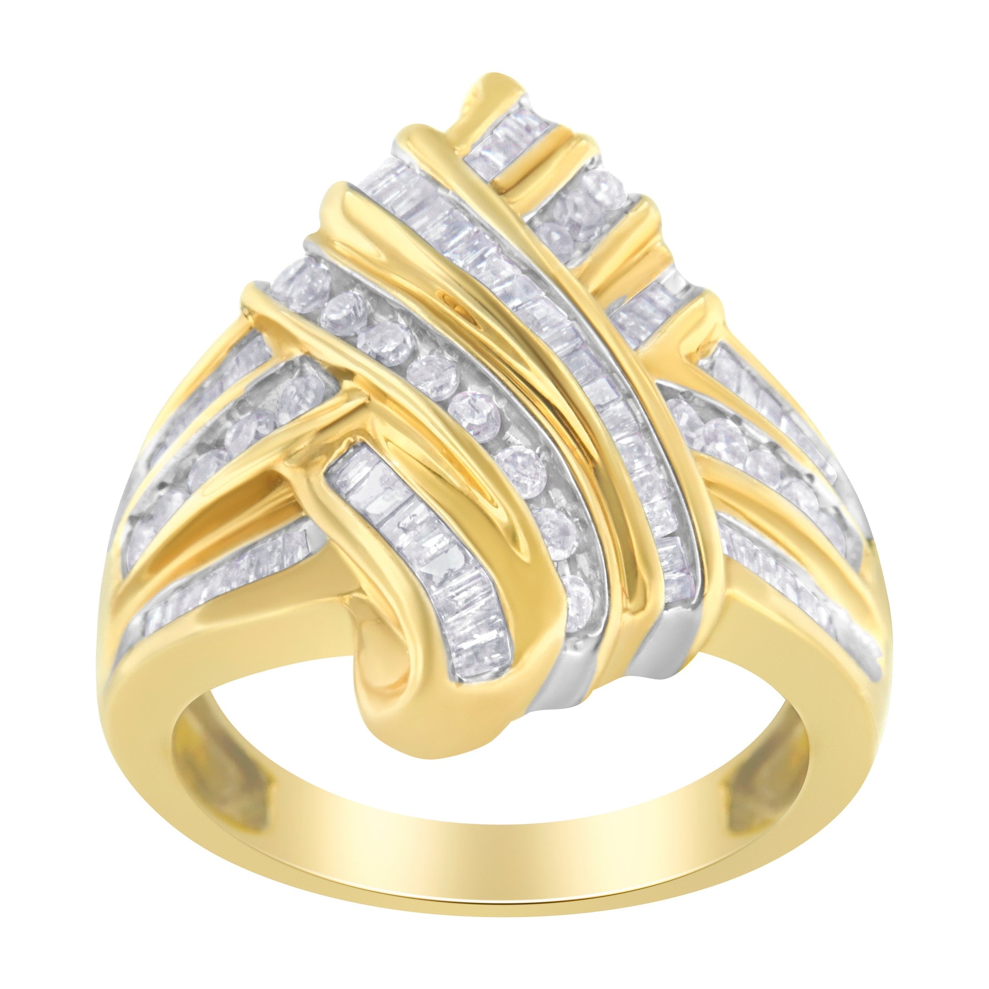 10K Yellow Gold Diamond Bypass Ring (1.0 cttw, H-I Color, I2-I3 Clarity) Bids.com