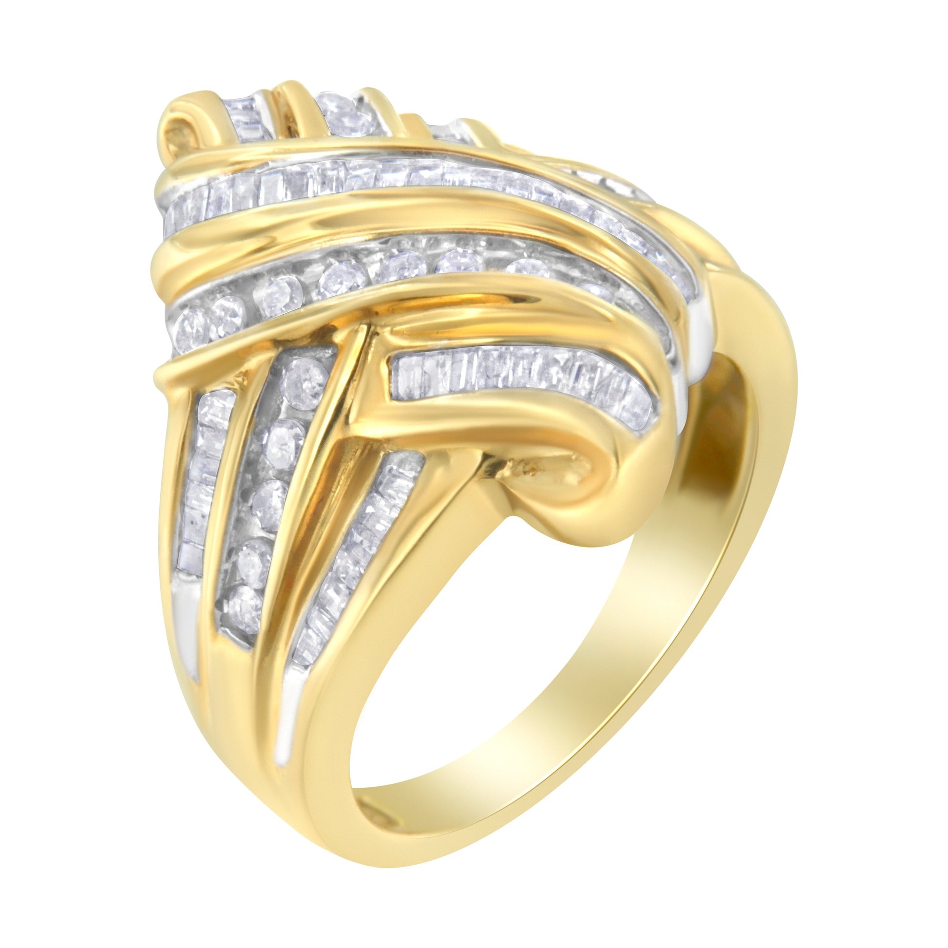 10K Yellow Gold Diamond Bypass Ring (1.0 cttw, H-I Color, I2-I3 Clarity) Bids.com