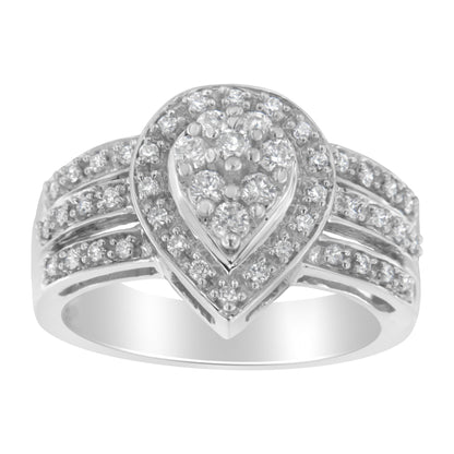 10K White Gold Round Cut Diamond Teardrop Ring (1/2 Cttw, H-I Color, SI2-I1 Clarity) - Size 6-1/2 Bids.com