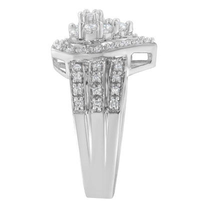 10K White Gold Round Cut Diamond Teardrop Ring (1/2 Cttw, H-I Color, SI2-I1 Clarity) - Size 6-1/2 Bids.com