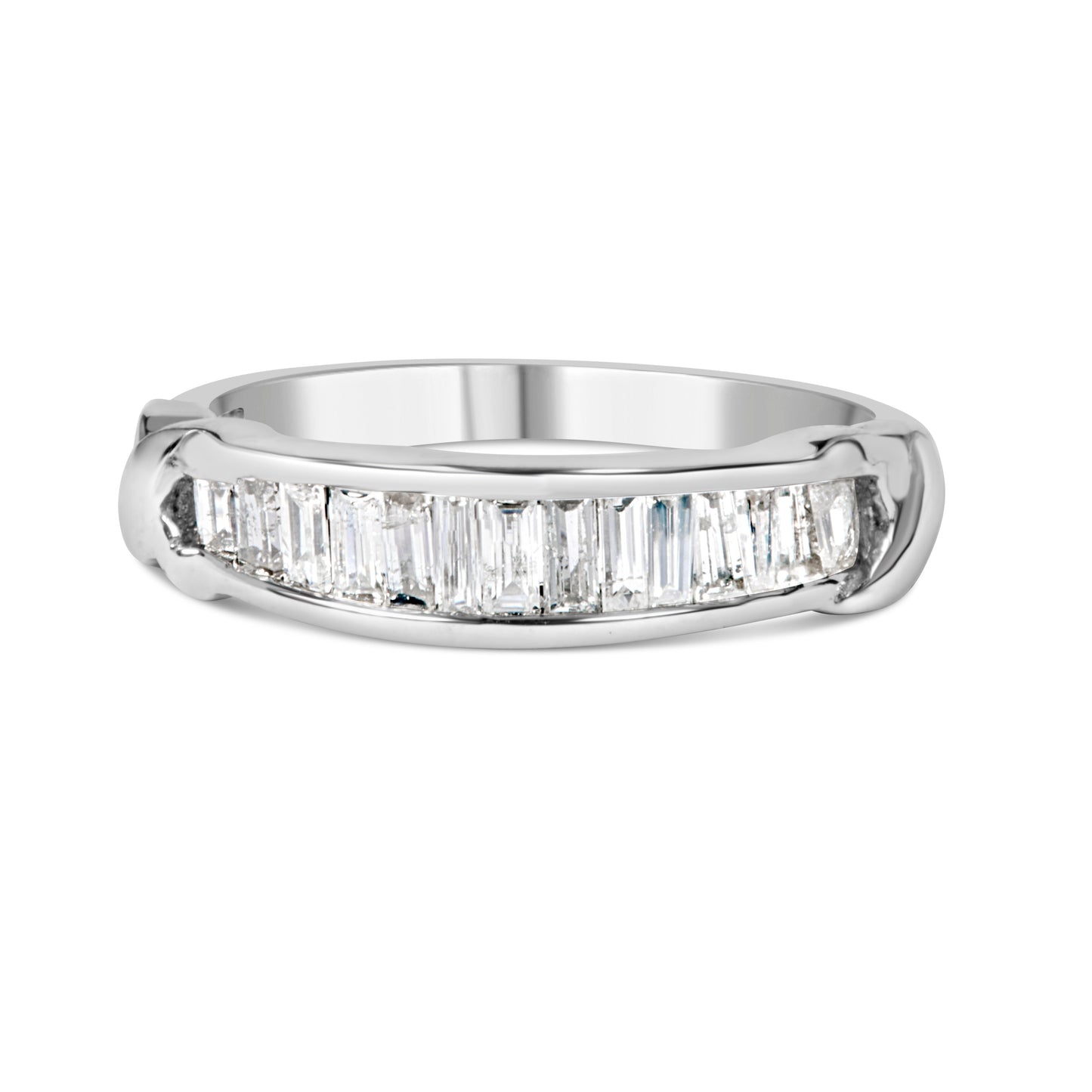 .925 Sterling Silver 1/2 Cttw Baguette Cut Diamond Channel Set X-Station Wedding Ring (H-I Color, I1-I2 Clarity) - Size 6-1/2 Bids.com