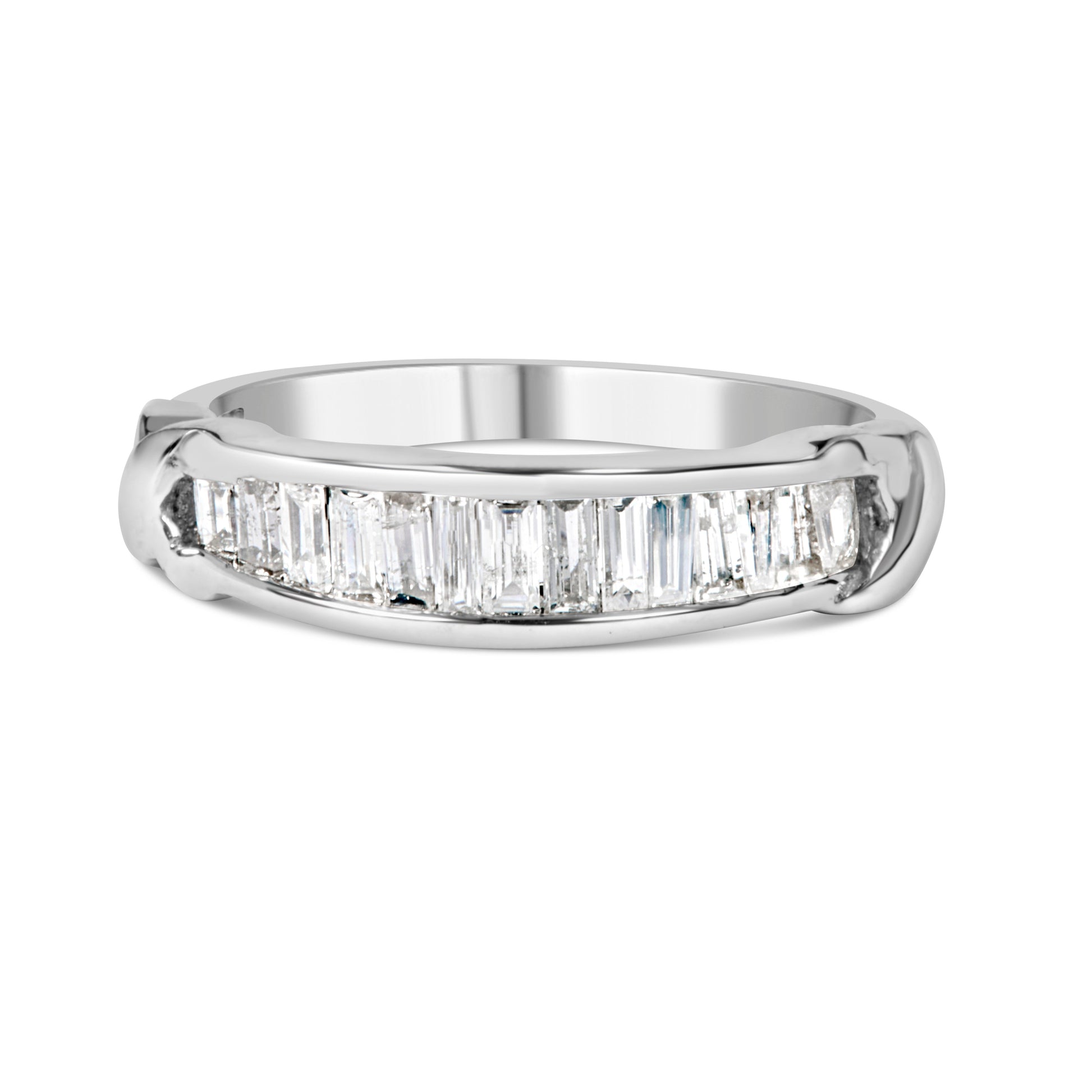 .925 Sterling Silver 1/2 Cttw Baguette Cut Diamond Channel Set X-Station Wedding Ring (H-I Color, I1-I2 Clarity) - Size 6-1/2 Bids.com