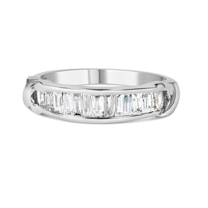 .925 Sterling Silver 1/2 Cttw Baguette Cut Diamond Channel Set X-Station Wedding Ring (H-I Color, I1-I2 Clarity) - Size 6-1/2 Bids.com