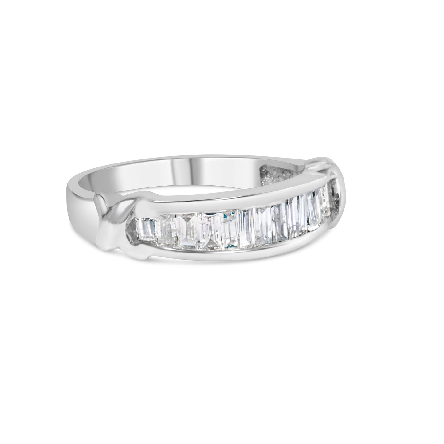 .925 Sterling Silver 1/2 Cttw Baguette Cut Diamond Channel Set X-Station Wedding Ring (H-I Color, I1-I2 Clarity) - Size 6-1/2 Bids.com