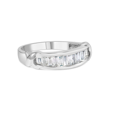 .925 Sterling Silver 1/2 Cttw Baguette Cut Diamond Channel Set X-Station Wedding Ring (H-I Color, I1-I2 Clarity) - Size 6-1/2 Bids.com
