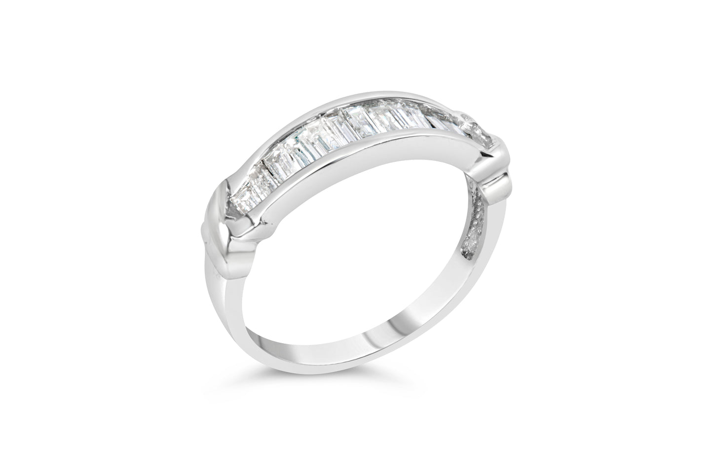 .925 Sterling Silver 1/2 Cttw Baguette Cut Diamond Channel Set X-Station Wedding Ring (H-I Color, I1-I2 Clarity) - Size 6-1/2 Bids.com