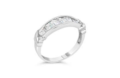 .925 Sterling Silver 1/2 Cttw Baguette Cut Diamond Channel Set X-Station Wedding Ring (H-I Color, I1-I2 Clarity) - Size 6-1/2 Bids.com
