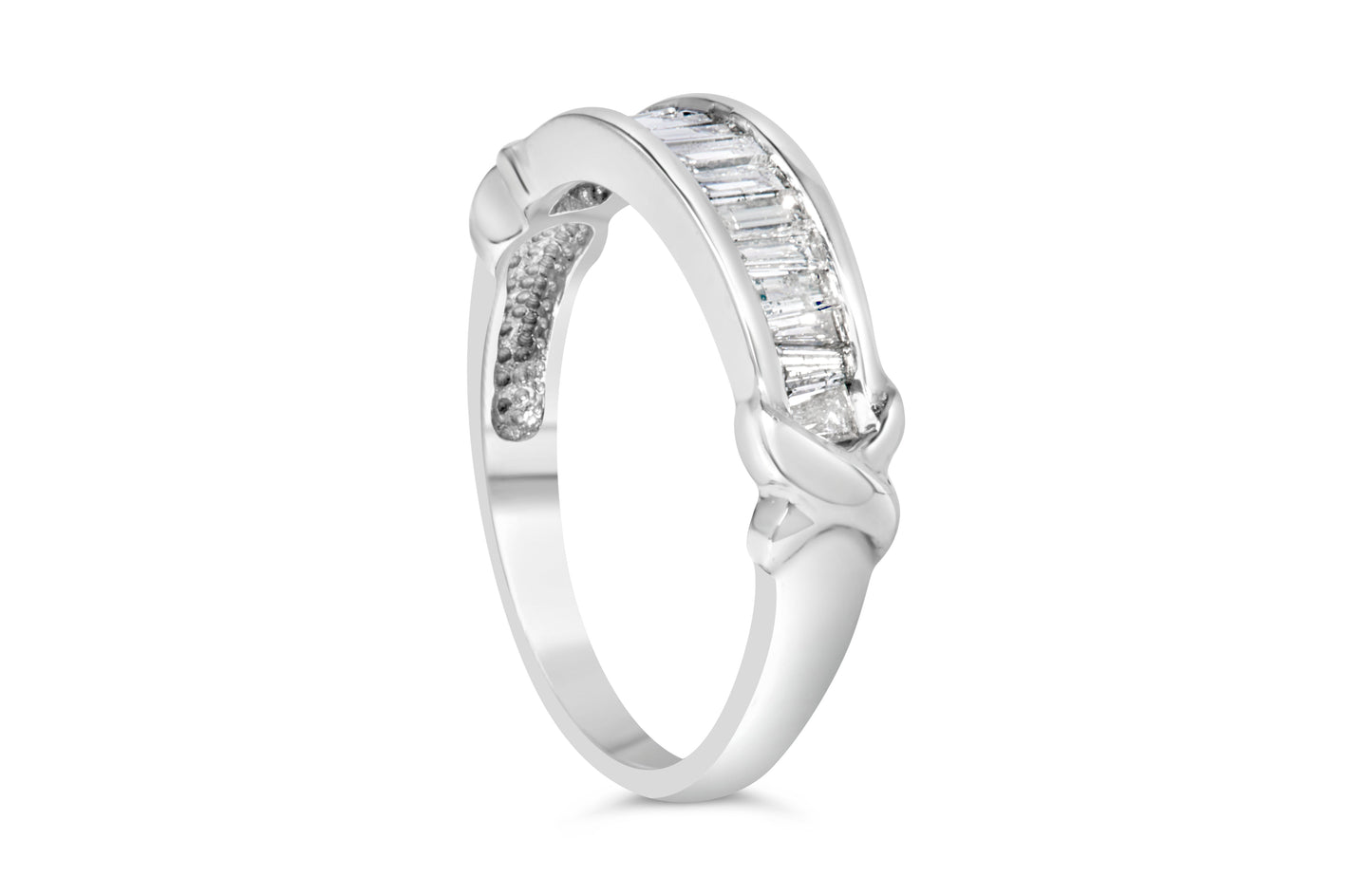 .925 Sterling Silver 1/2 Cttw Baguette Cut Diamond Channel Set X-Station Wedding Ring (H-I Color, I1-I2 Clarity) - Size 6-1/2 Bids.com