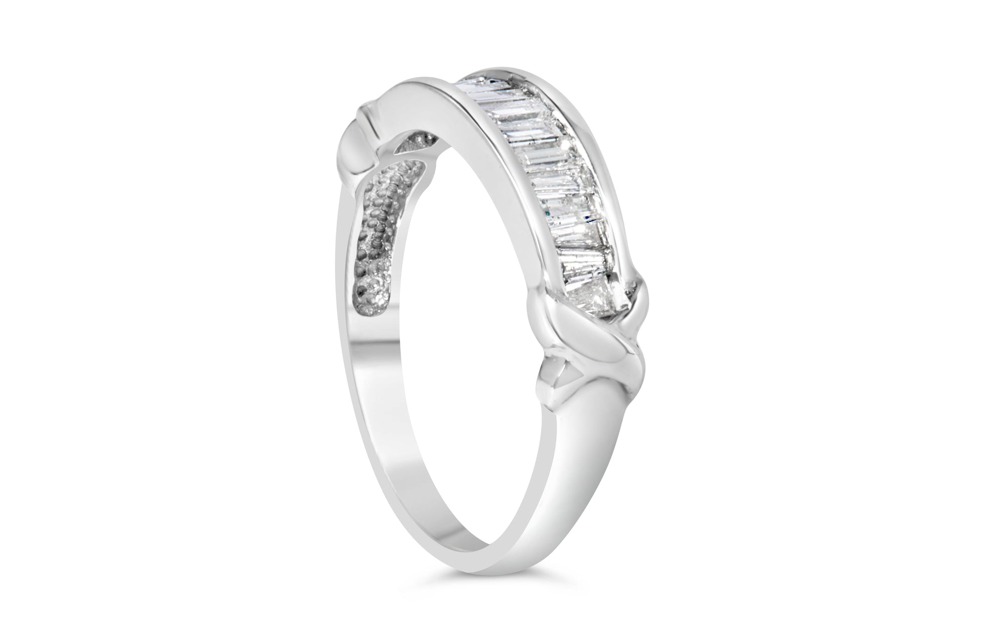.925 Sterling Silver 1/2 Cttw Baguette Cut Diamond Channel Set X-Station Wedding Ring (H-I Color, I1-I2 Clarity) - Size 6-1/2 Bids.com