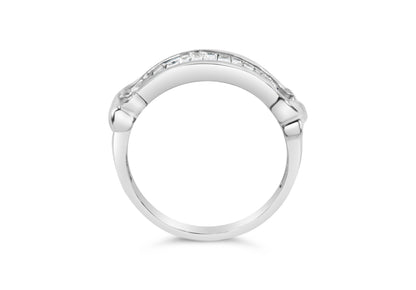 .925 Sterling Silver 1/2 Cttw Baguette Cut Diamond Channel Set X-Station Wedding Ring (H-I Color, I1-I2 Clarity) - Size 6-1/2 Bids.com