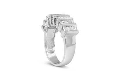 .925 Sterling Silver 1.0 Cttw Baguette Cut Diamond Vertical Channel Fluted Multi-Row Unisex Fashion Wedding Ring (H-I Color, I1-I2 Clarity) - Size 6-3/4 Bids.com
