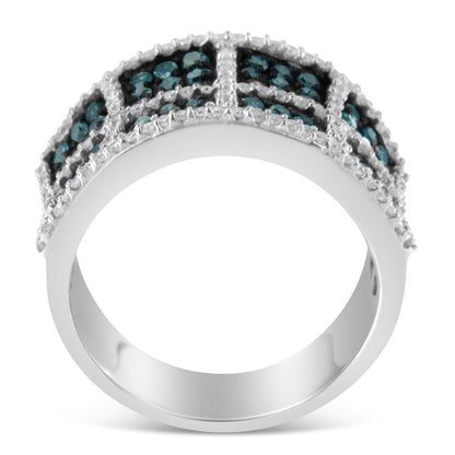 14K White Gold White and Treated Blue Diamond Cocktail Ring (1 1/2 Cttw, H-I Color, I1-I2 Clarity) - Size 6 Bids.com