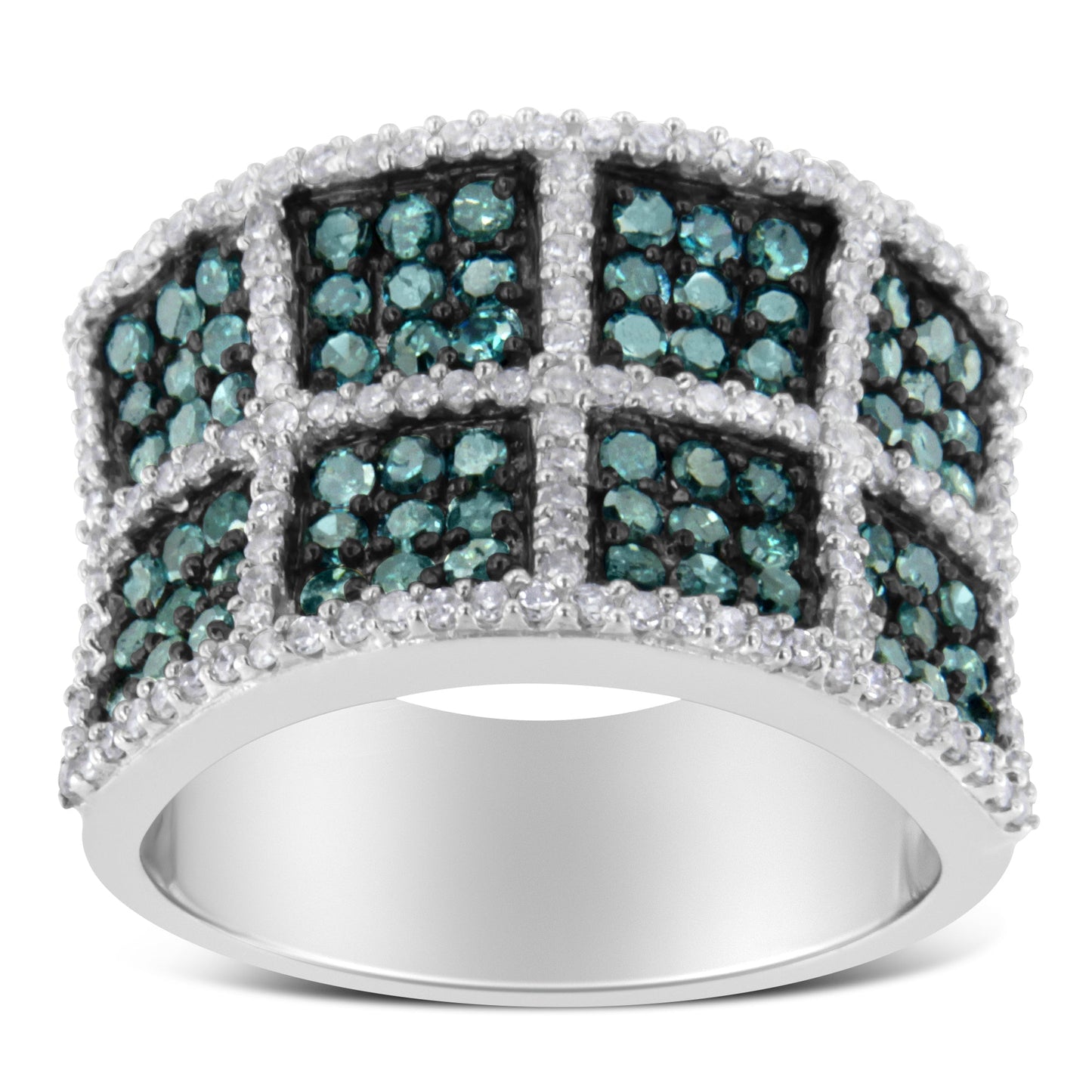 14K White Gold White and Treated Blue Diamond Cocktail Ring (1 1/2 Cttw, H-I Color, I1-I2 Clarity) - Size 6 Bids.com