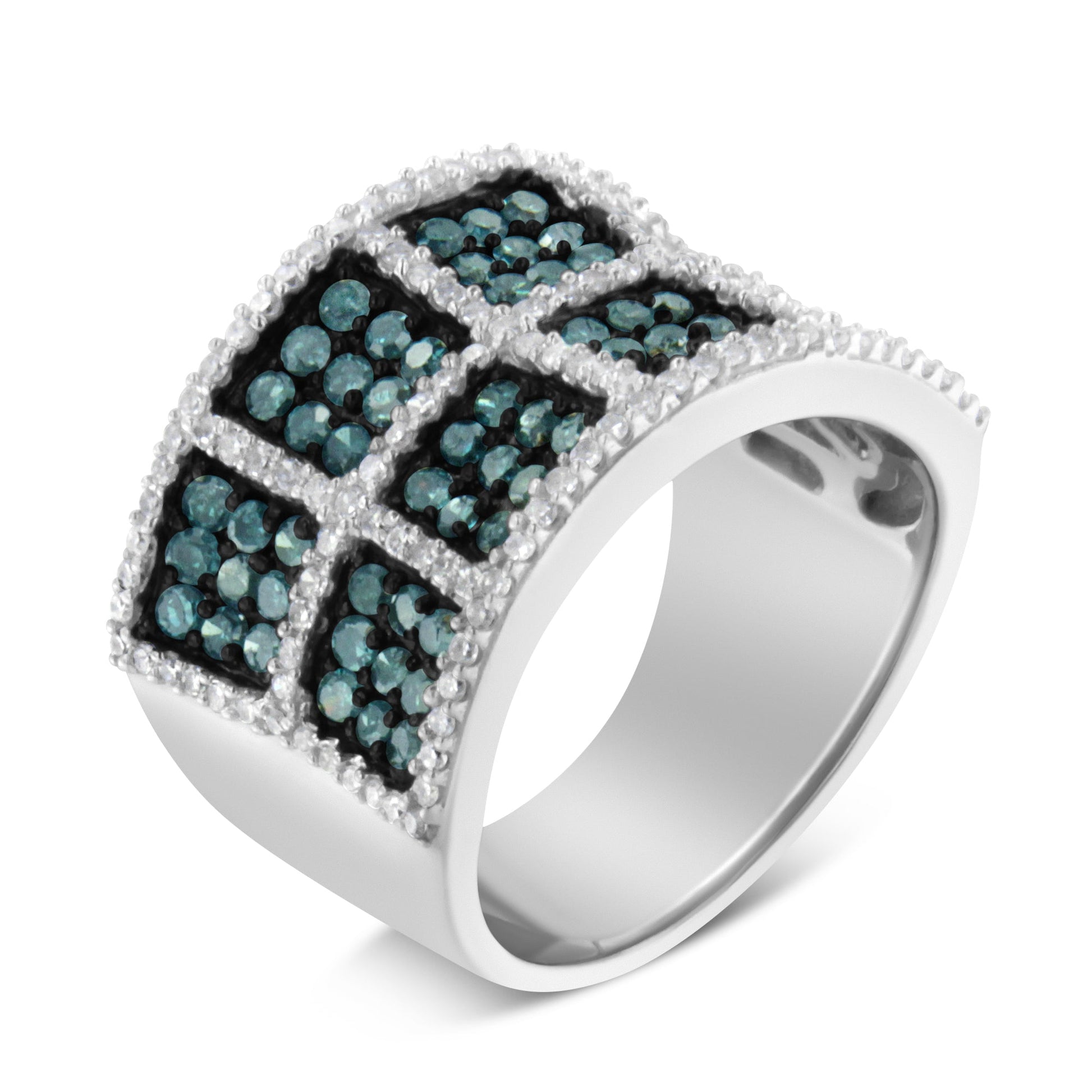 14K White Gold White and Treated Blue Diamond Cocktail Ring (1 1/2 Cttw, H-I Color, I1-I2 Clarity) - Size 6 Bids.com