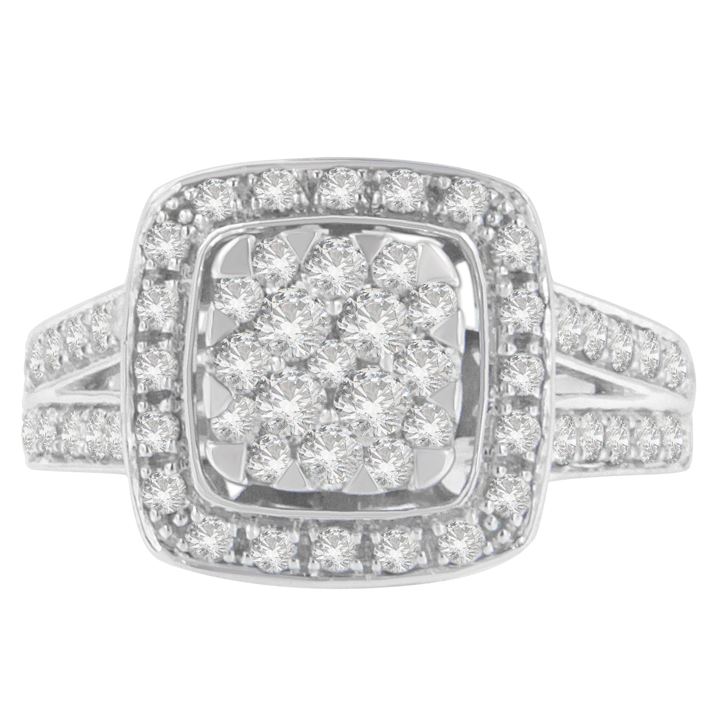 10K White Gold Diamond Cluster Ring (1 Cttw, H-I Color, SI2-I1 Clarity) - Size 6-1/2 Bids.com