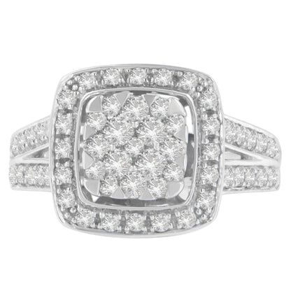 10K White Gold Diamond Cluster Ring (1 Cttw, H-I Color, SI2-I1 Clarity) - Size 6-1/2 Bids.com