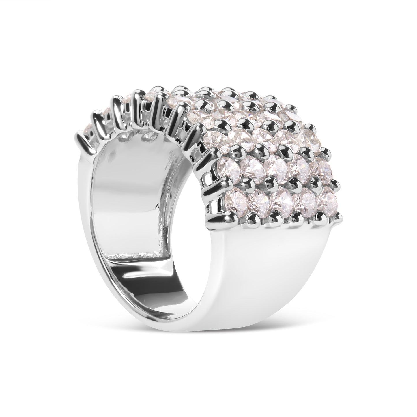 14k White Gold 4.0 Cttw Diamond 5 Row Ring Band (I-J Color, I1-I2 Clarity) - Ring Size 7 Bids.com