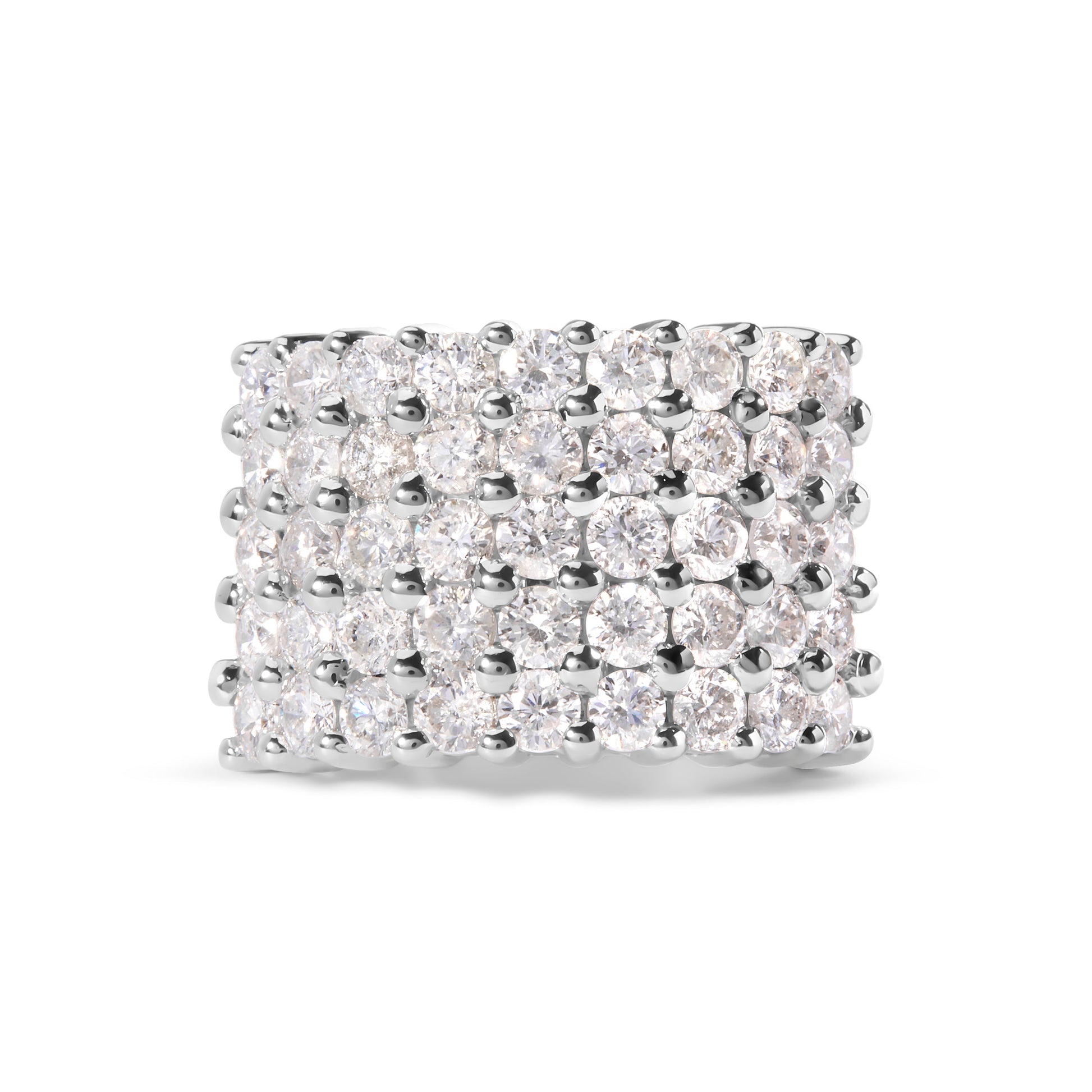 14k White Gold 4.0 Cttw Diamond 5 Row Ring Band (I-J Color, I1-I2 Clarity) - Ring Size 7 Bids.com