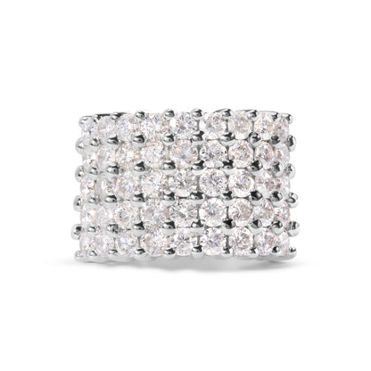 14k White Gold 4.0 Cttw Diamond 5 Row Ring Band (I-J Color, I1-I2 Clarity) - Ring Size 7 Bids.com