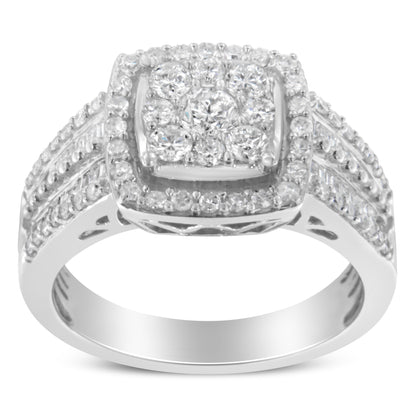 10K White Gold Diamond Cluster Ring (1 Cttw, H-I Color, I1-I2 Clarity) - Size 6-3/4 Bids.com