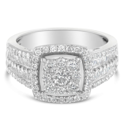 10K White Gold Diamond Cluster Ring (1 Cttw, H-I Color, I1-I2 Clarity) - Size 6-3/4 Bids.com