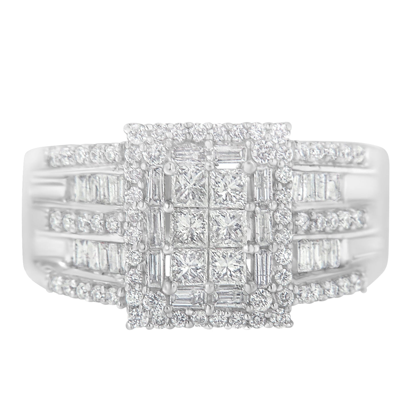 10K White Gold Diamond Cluster Ring (1 cttw, H-I Color, I1-I2 Clarity) Bids.com